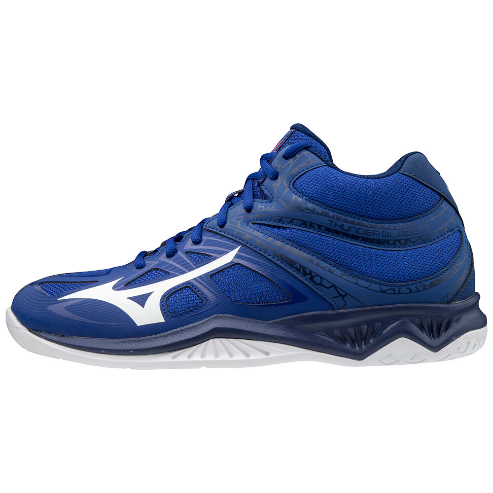 Mizuno Thunder Blade 2 Mid Cut Férfi Röplabda Cipő Kék/Fehér/Rózsaszín VYS104527